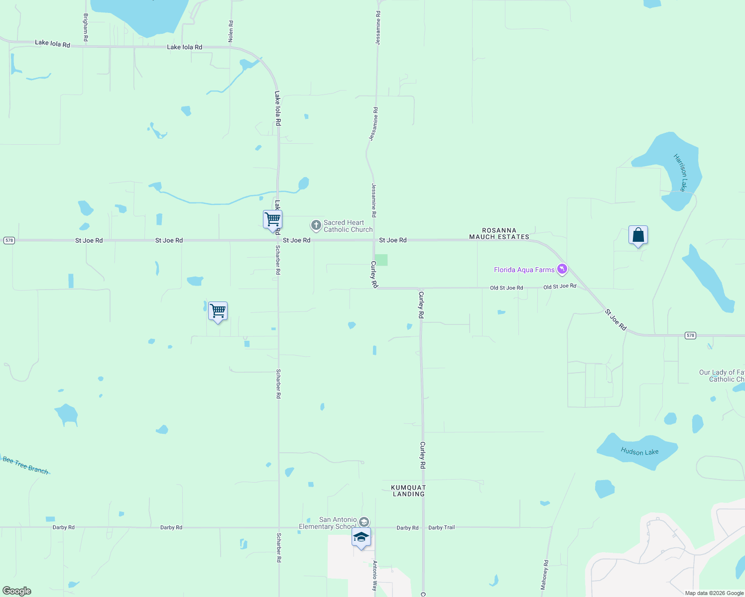map of restaurants, bars, coffee shops, grocery stores, and more near 32440 Carolines Path in Dade City
