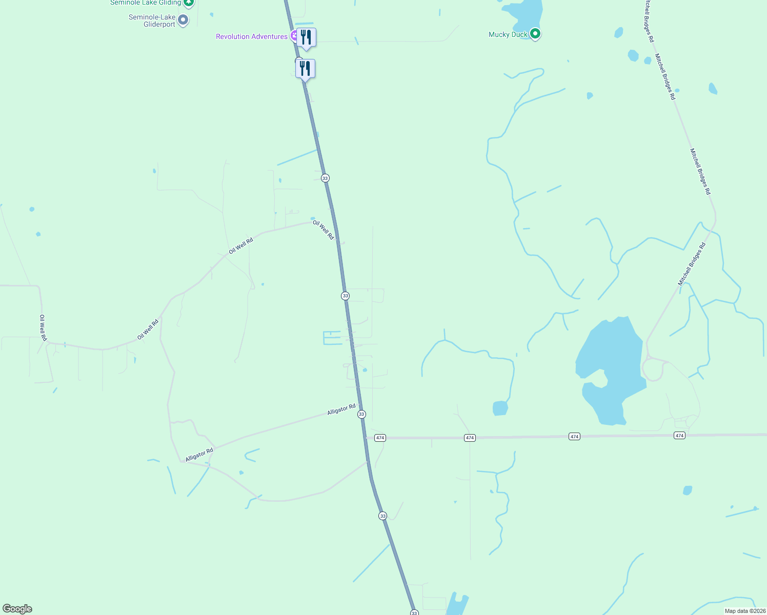 map of restaurants, bars, coffee shops, grocery stores, and more near 2650 Farmingdale Road in Clermont