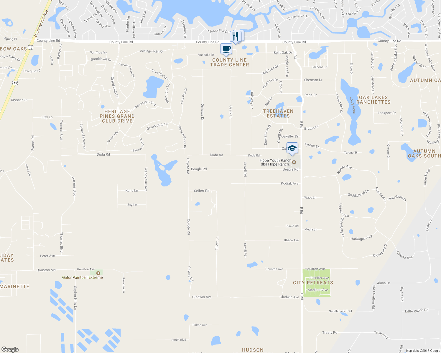 map of restaurants, bars, coffee shops, grocery stores, and more near 12240 Beagle Road in Hudson