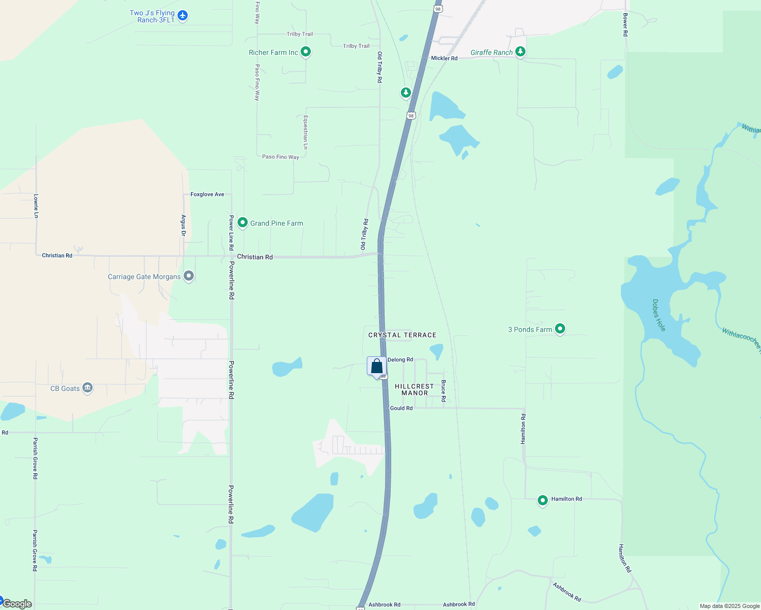 map of restaurants, bars, coffee shops, grocery stores, and more near 18733 U.S. 301 in Dade City