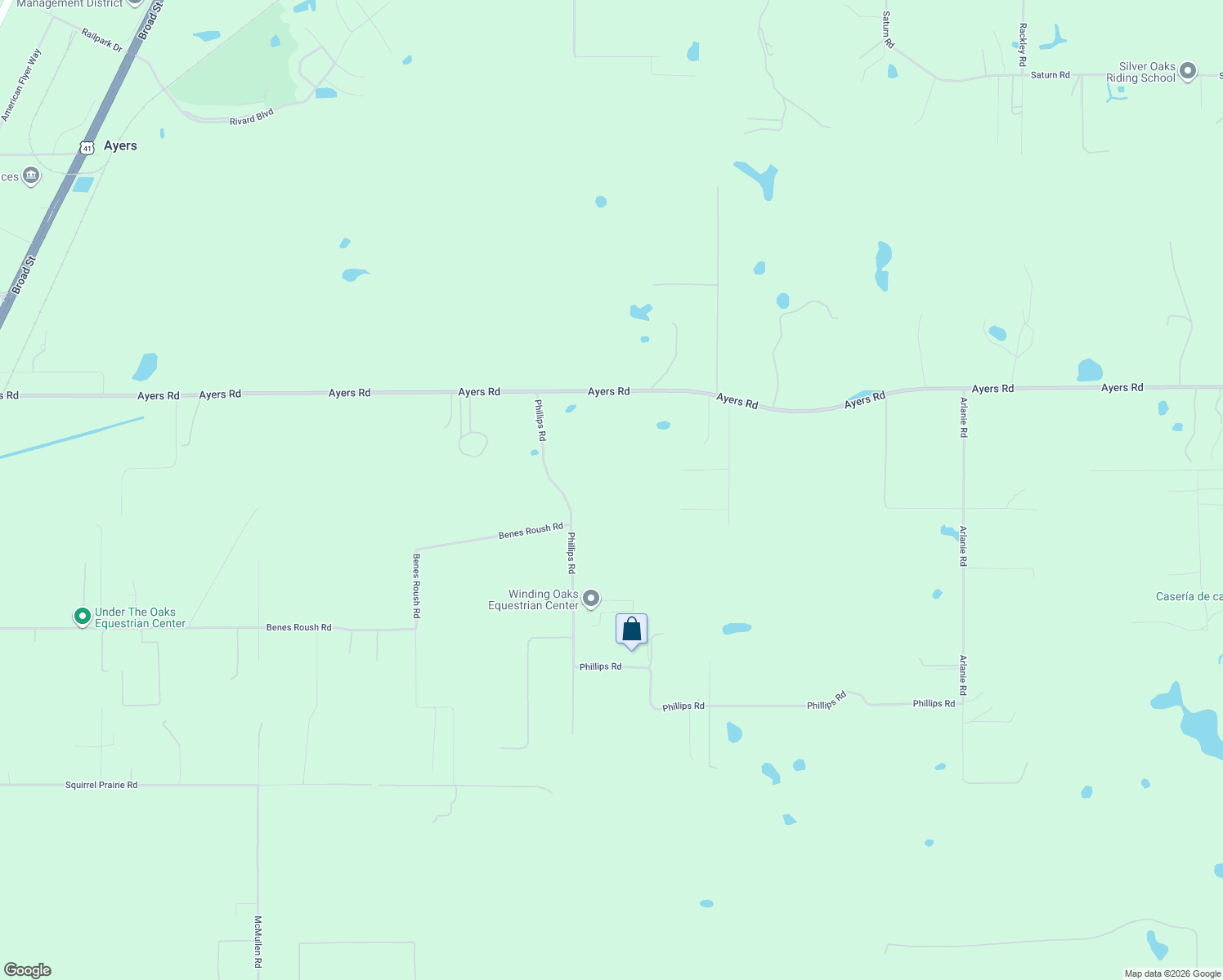 map of restaurants, bars, coffee shops, grocery stores, and more near 18635 Phillips Road in Masaryktown