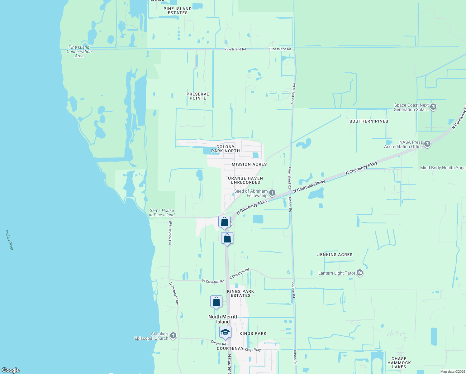 map of restaurants, bars, coffee shops, grocery stores, and more near 310 Saint Pierre Court in Merritt Island