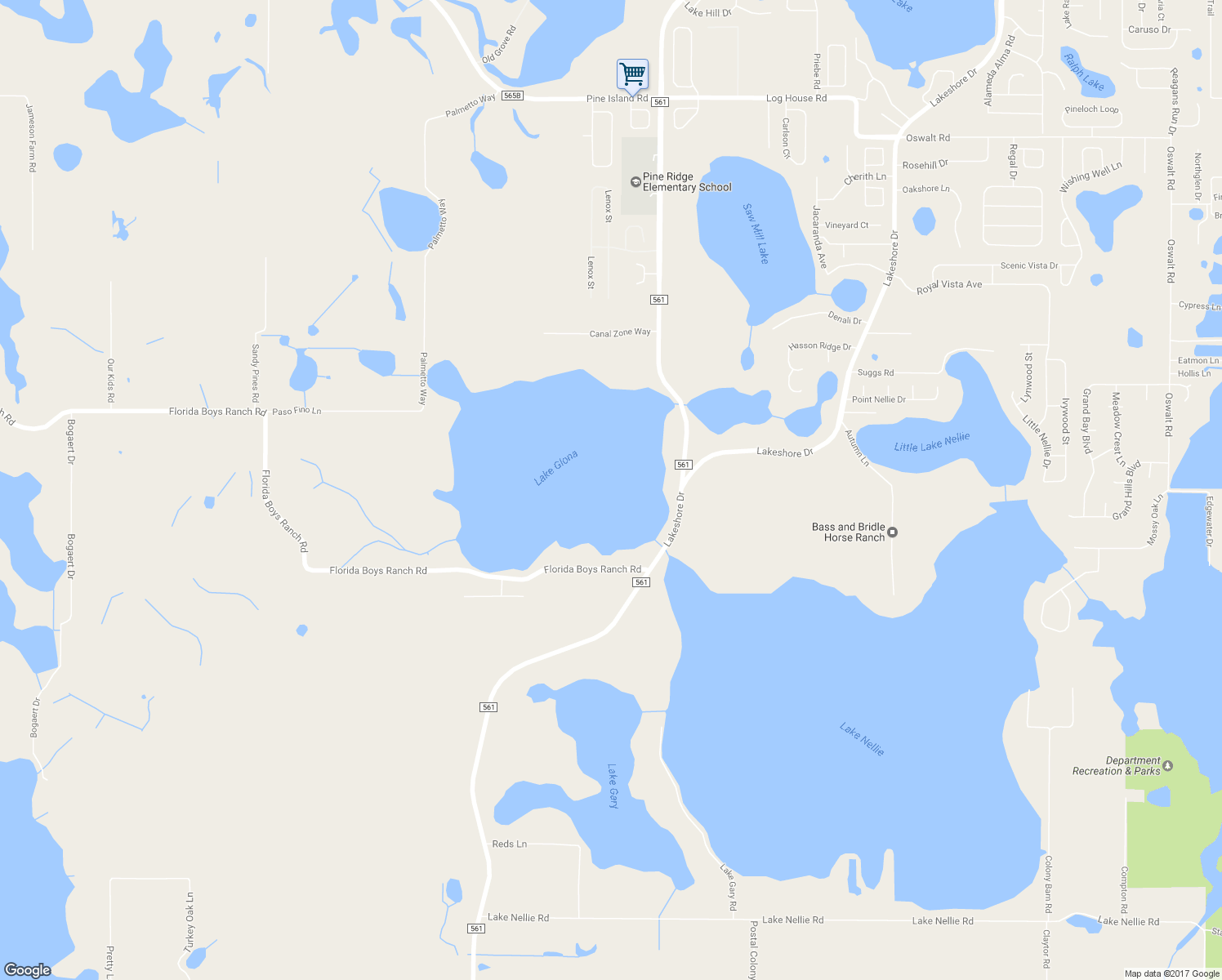 map of restaurants, bars, coffee shops, grocery stores, and more near 10101 Florida Boys Ranch Road in Clermont