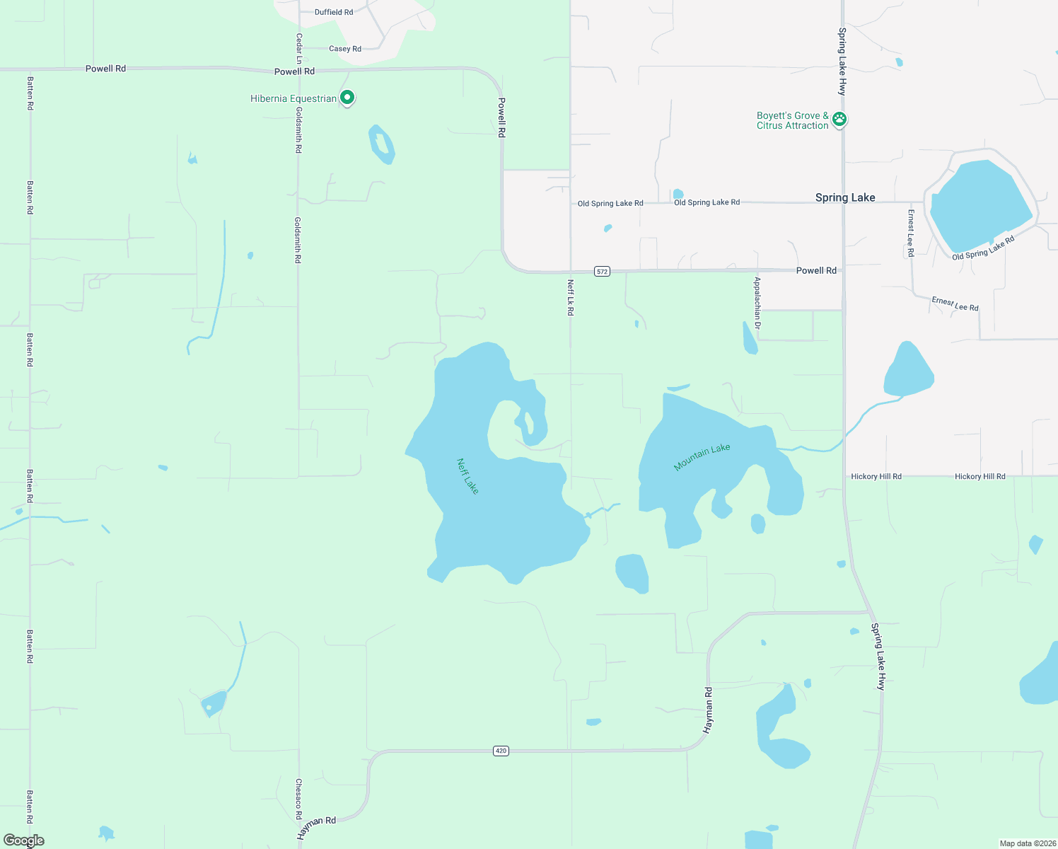 map of restaurants, bars, coffee shops, grocery stores, and more near 3261 Neff Lake Road in Brooksville