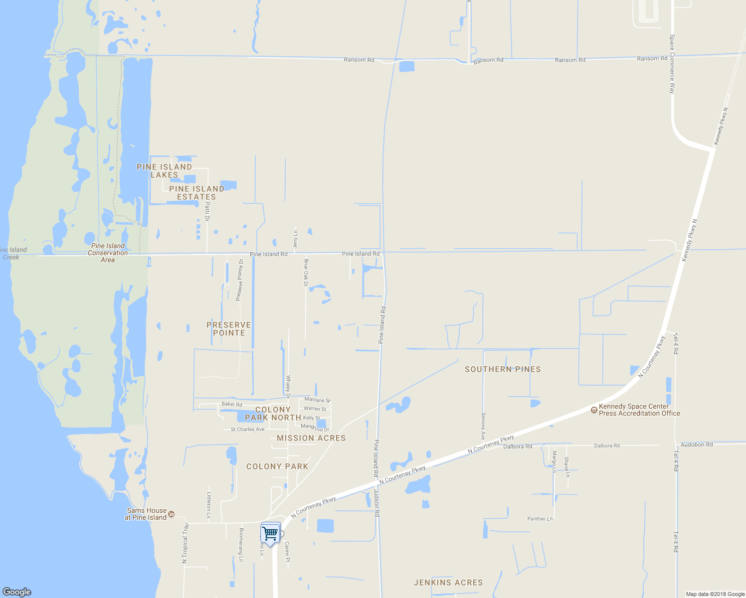 map of restaurants, bars, coffee shops, grocery stores, and more near 815 Pine Island Road in Merritt Island