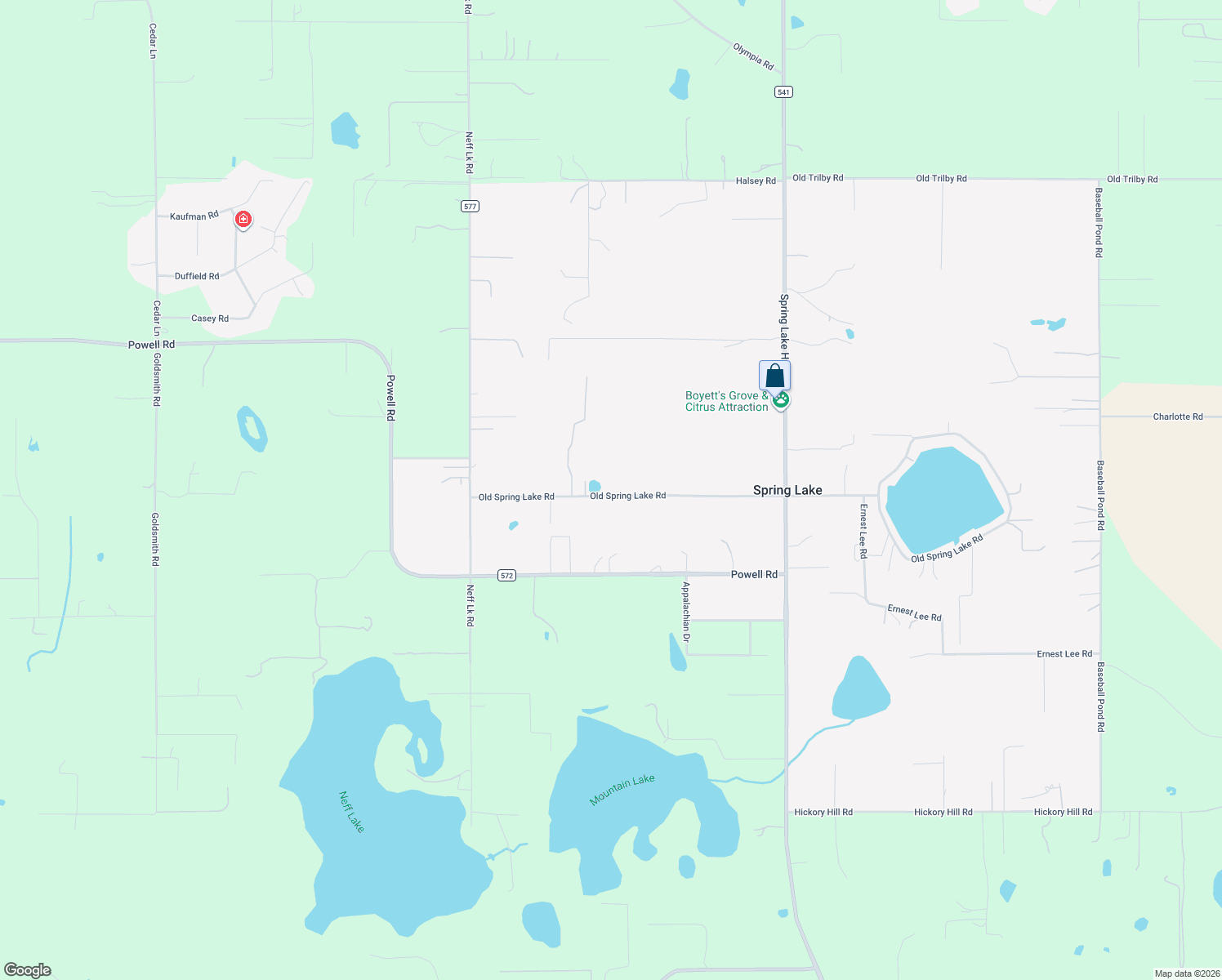 map of restaurants, bars, coffee shops, grocery stores, and more near 25975 Old Spring Lake Road in Brooksville
