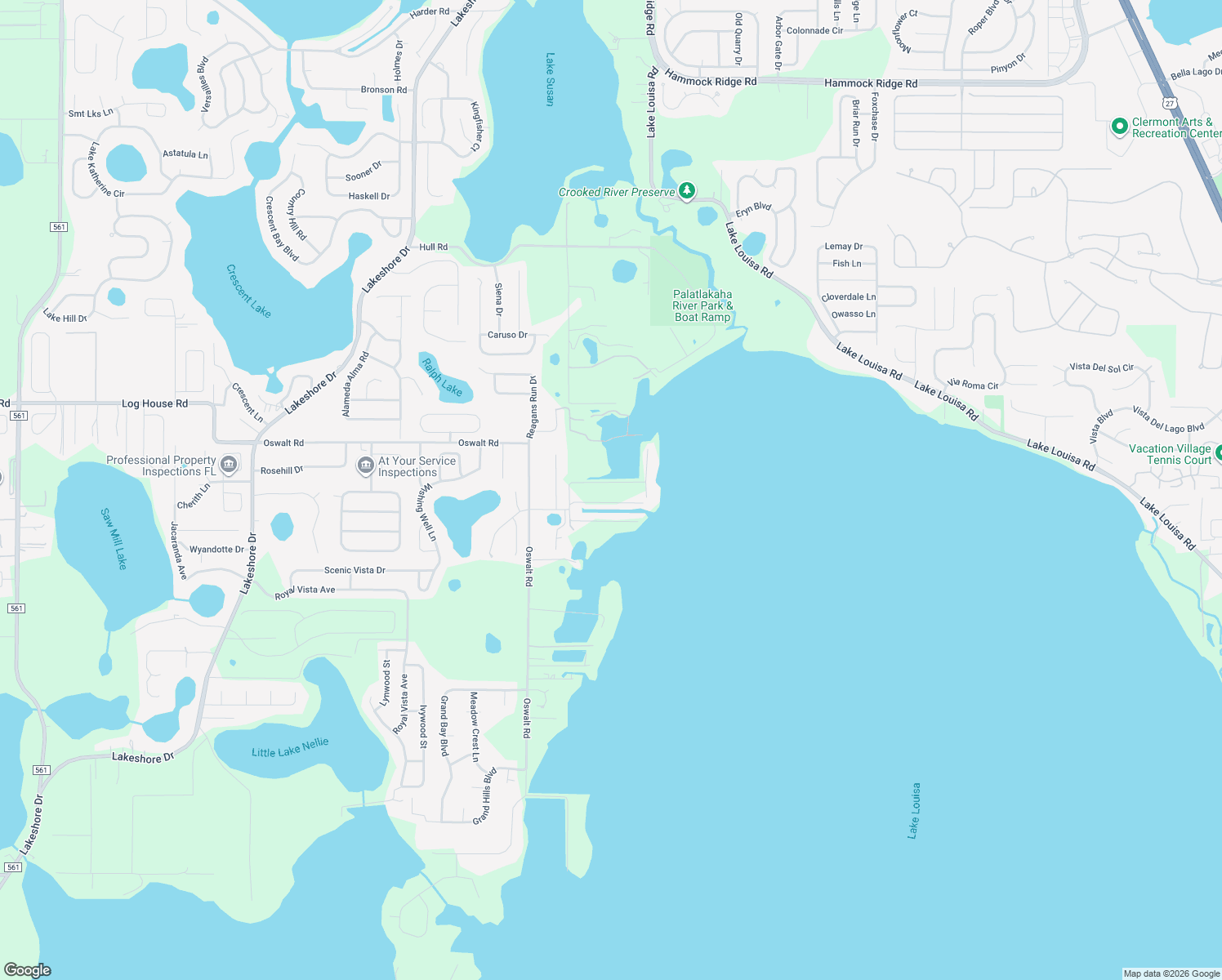 map of restaurants, bars, coffee shops, grocery stores, and more near 10212 Murray Road in Clermont