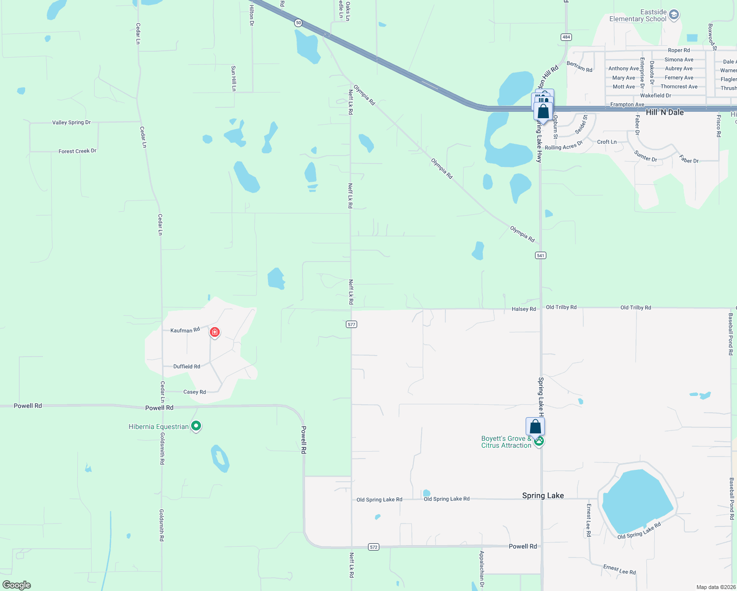 map of restaurants, bars, coffee shops, grocery stores, and more near 5248 Neff Lake Road in Brooksville