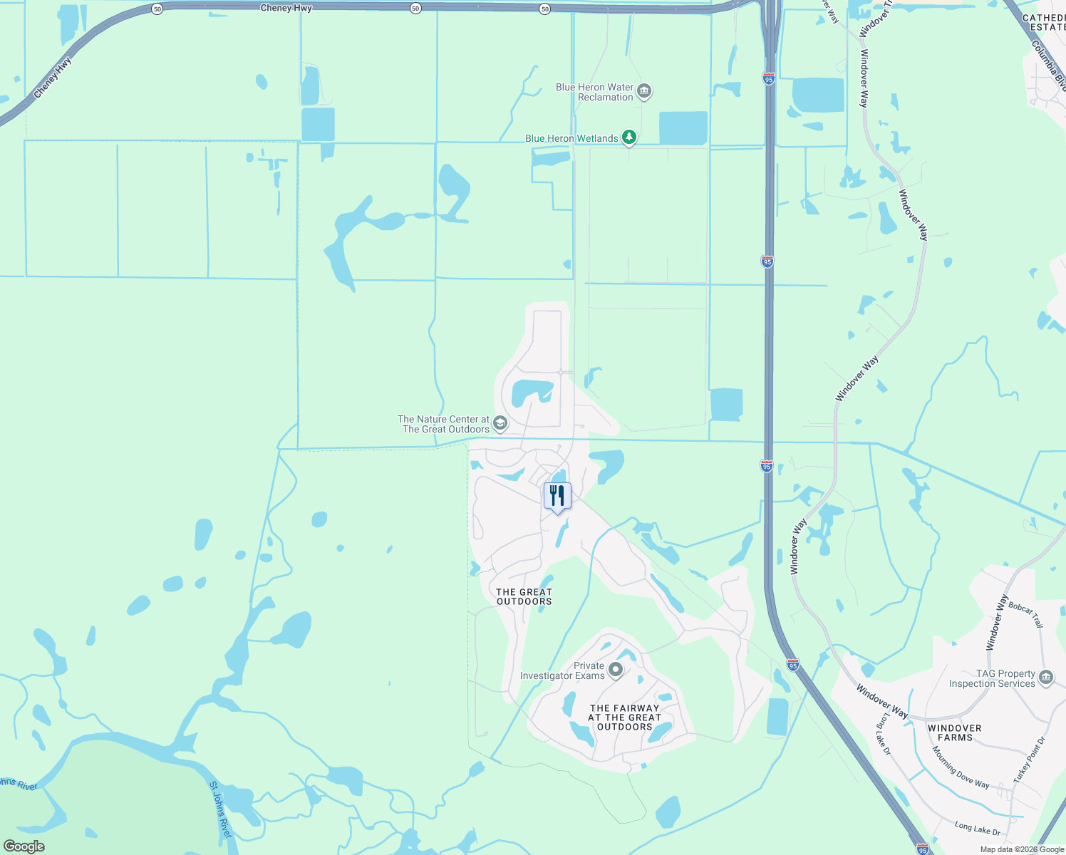 map of restaurants, bars, coffee shops, grocery stores, and more near 193 Harmony Lane in Titusville
