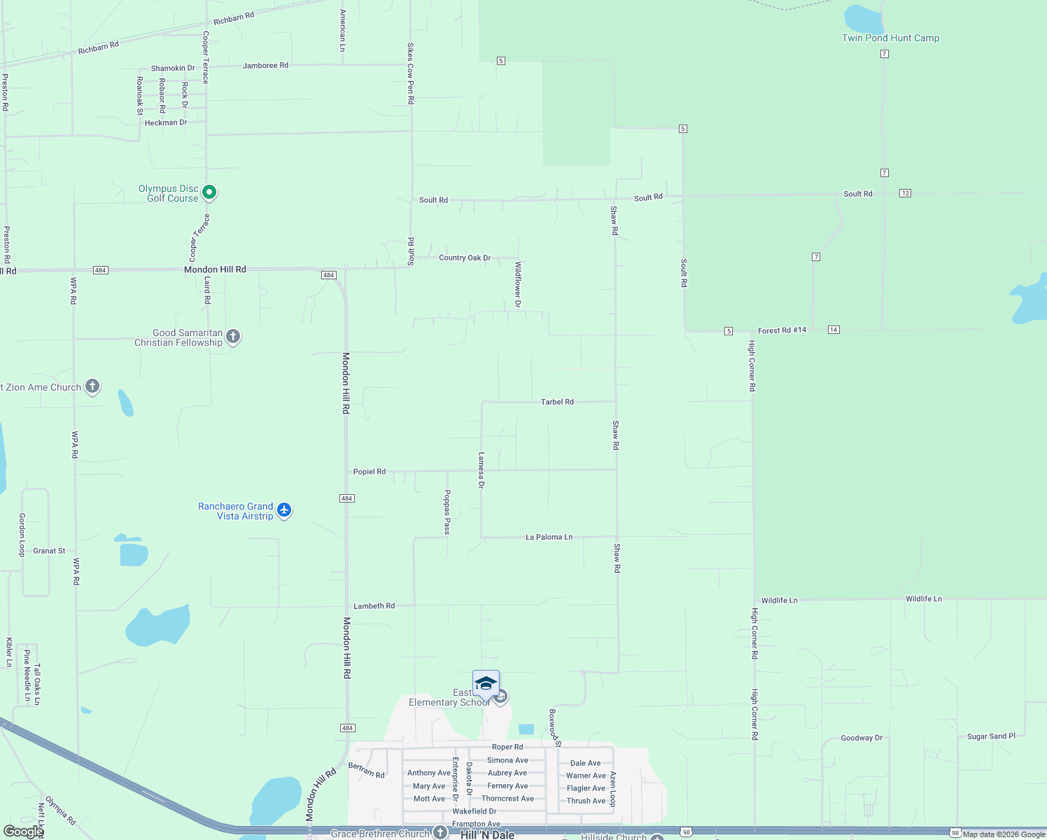 map of restaurants, bars, coffee shops, grocery stores, and more near 27167 Popiel Road in Brooksville