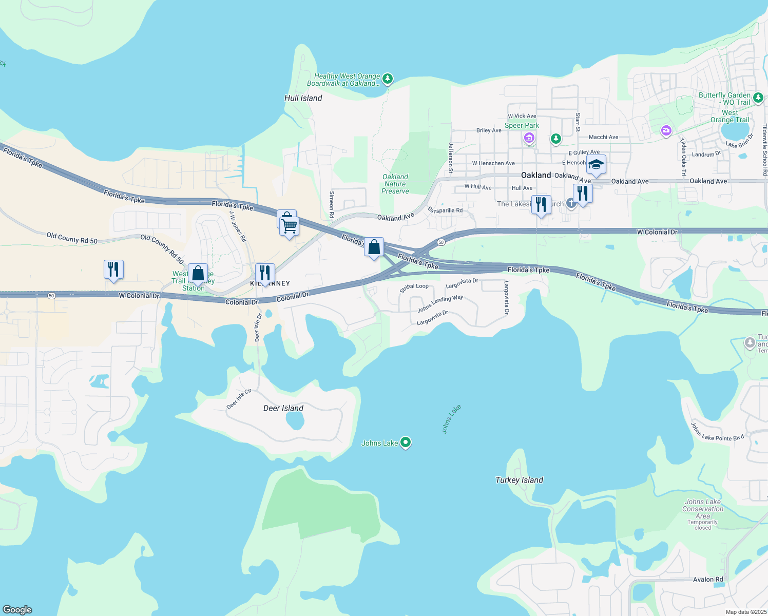 map of restaurants, bars, coffee shops, grocery stores, and more near 731 Johns Landing Way in Oakland