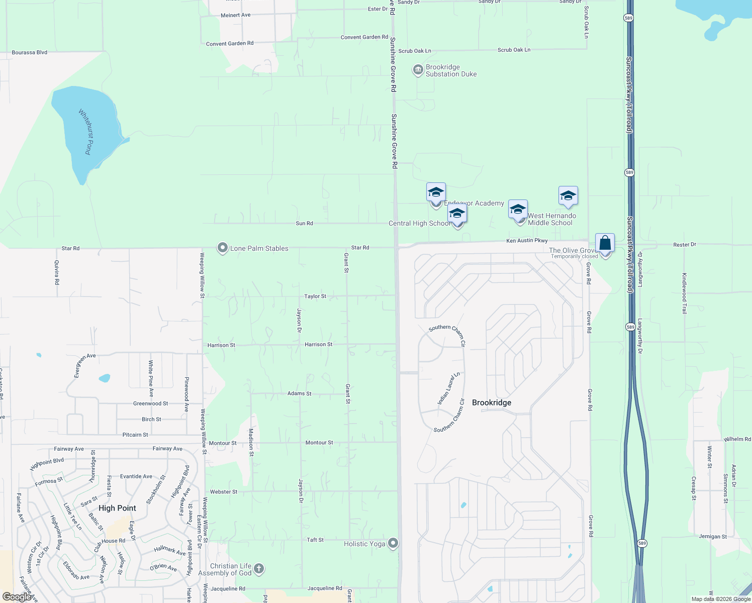 map of restaurants, bars, coffee shops, grocery stores, and more near 13386 Taylor Street in Brooksville