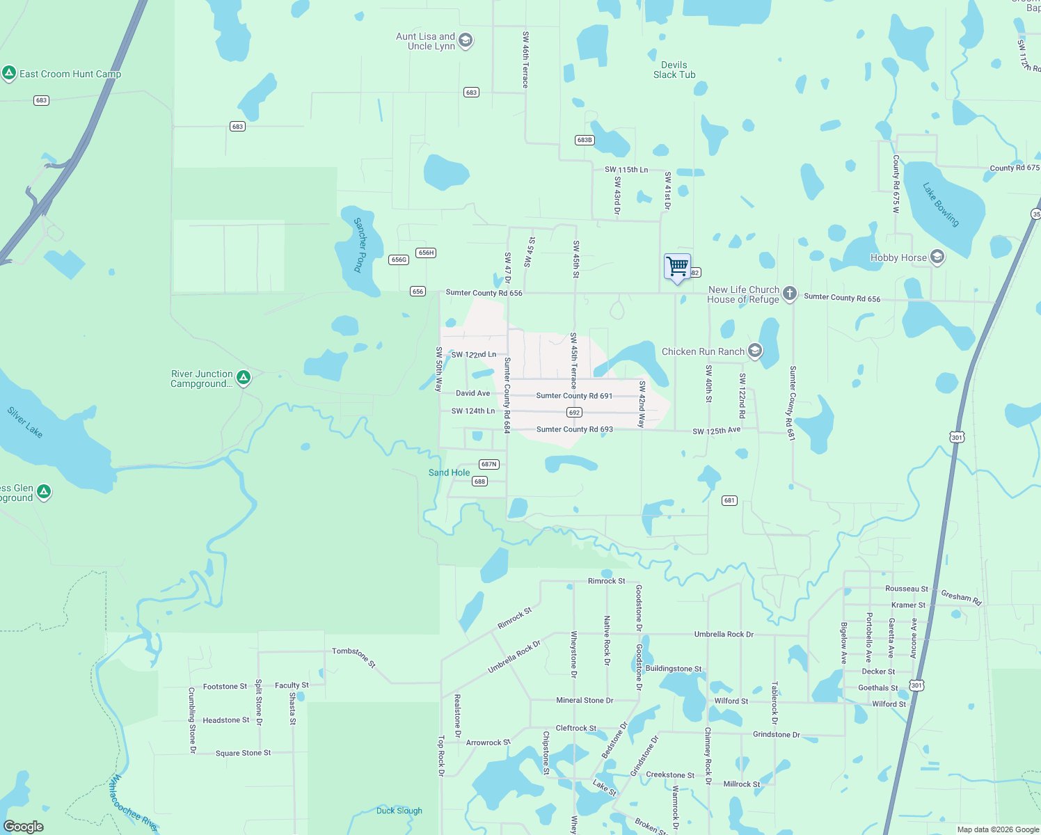 map of restaurants, bars, coffee shops, grocery stores, and more near 4695 Cr 692 in Webster