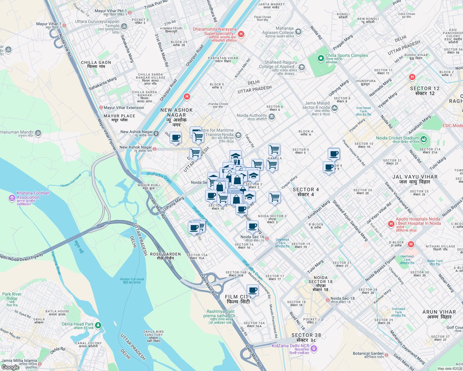 map of restaurants, bars, coffee shops, grocery stores, and more near in Gurugram