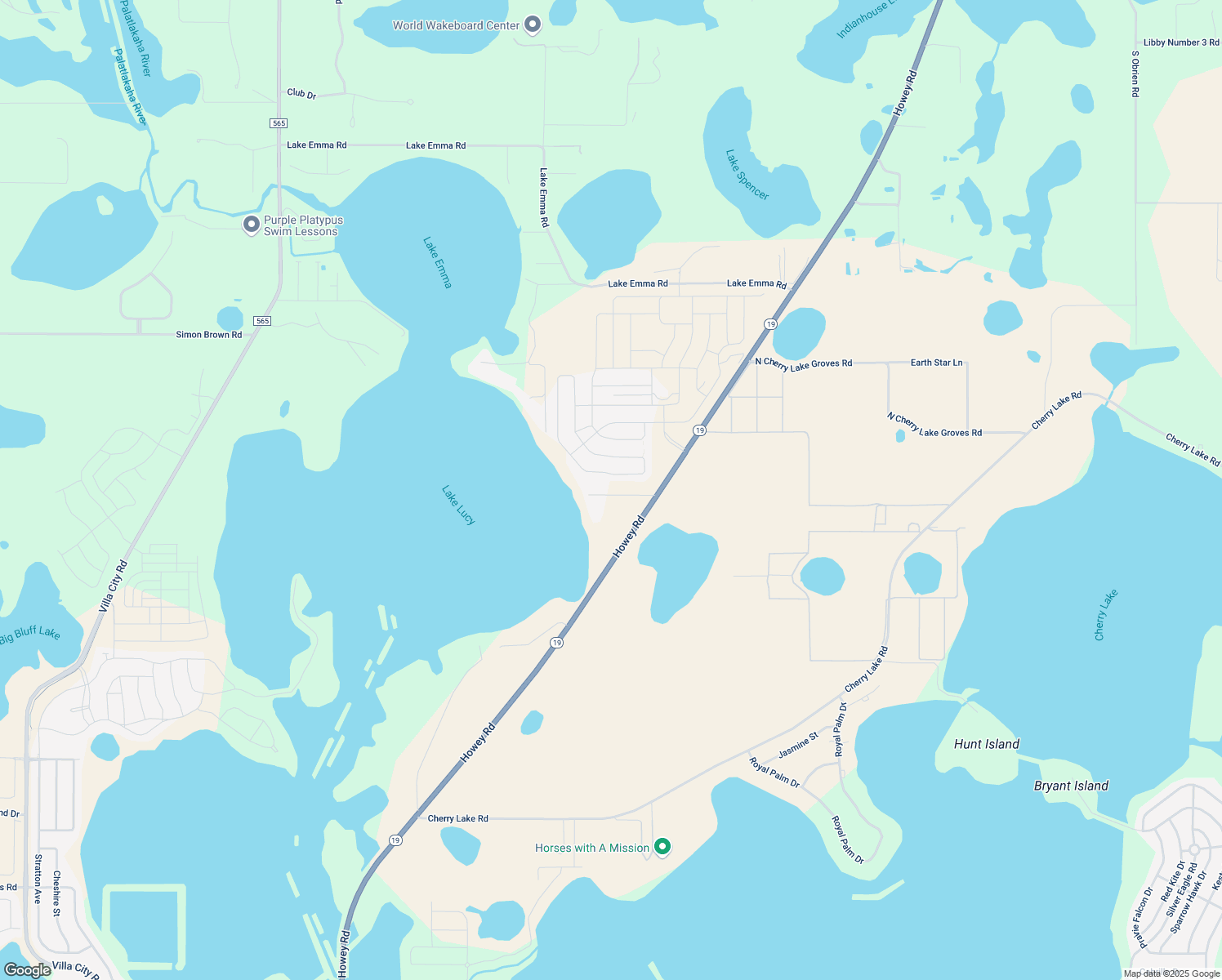 map of restaurants, bars, coffee shops, grocery stores, and more near 17521 Florida 19 in Groveland