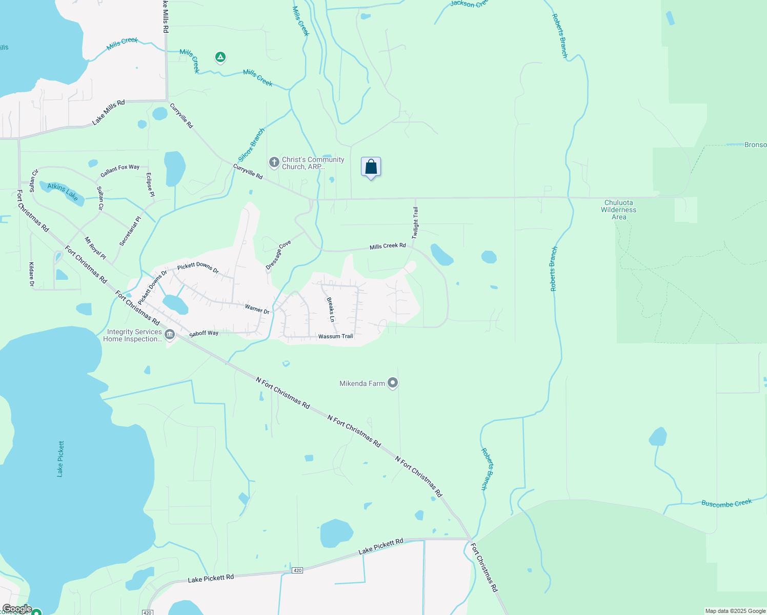 map of restaurants, bars, coffee shops, grocery stores, and more near 2570 Buck Knife Road in Chuluota