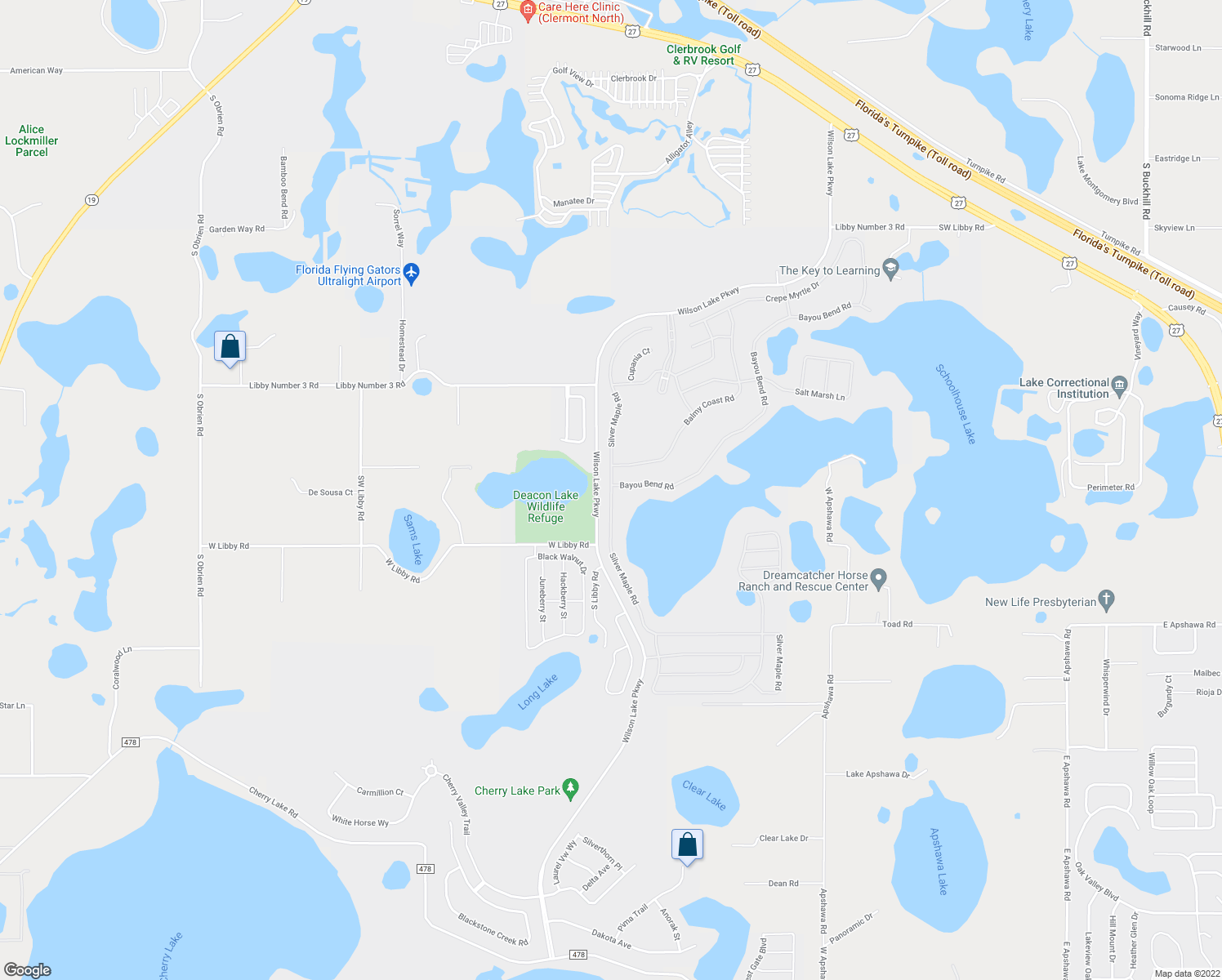 map of restaurants, bars, coffee shops, grocery stores, and more near 290 Silver Maple Road in Groveland