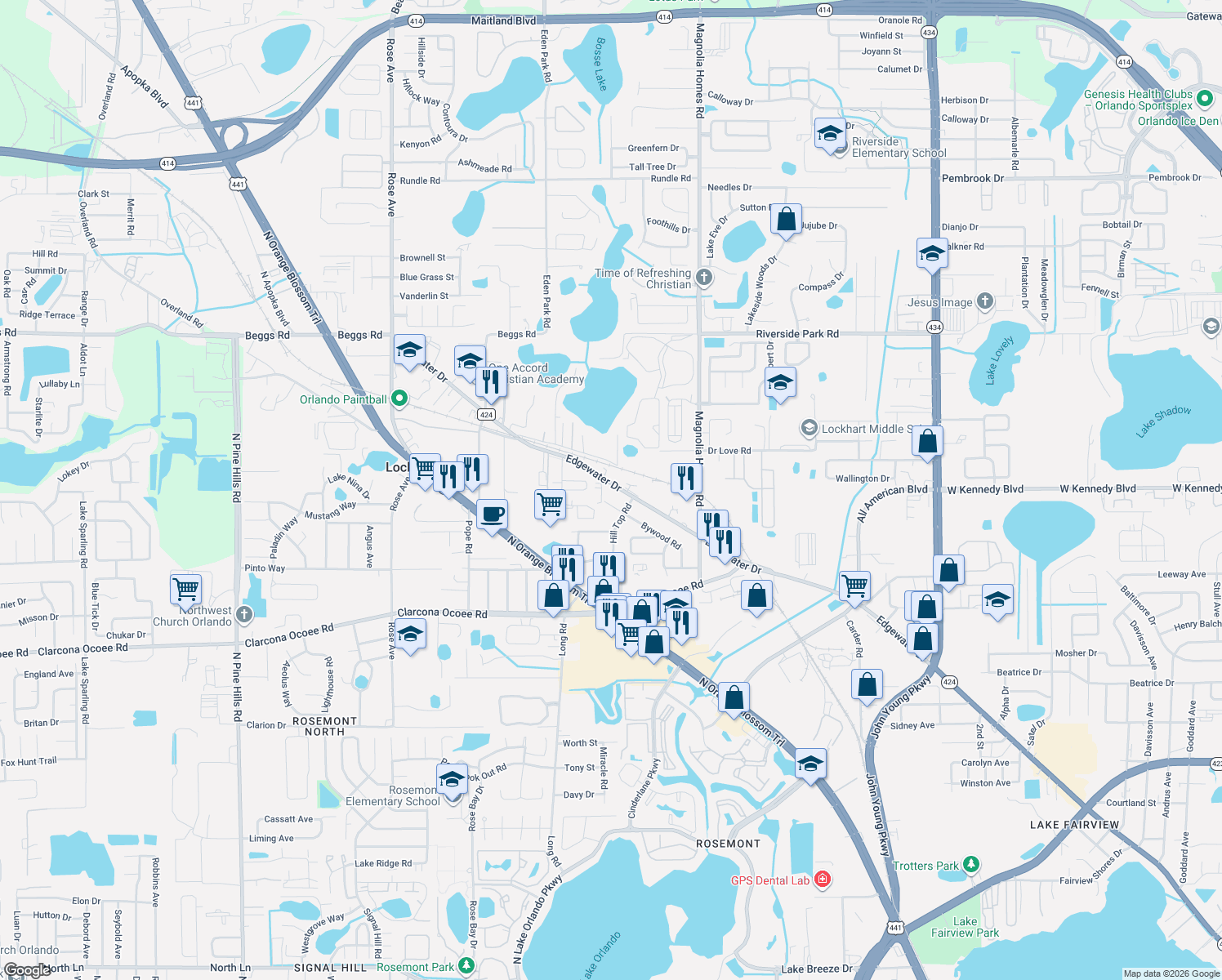 map of restaurants, bars, coffee shops, grocery stores, and more near 6700-6898 County Road 424 in Lockhart