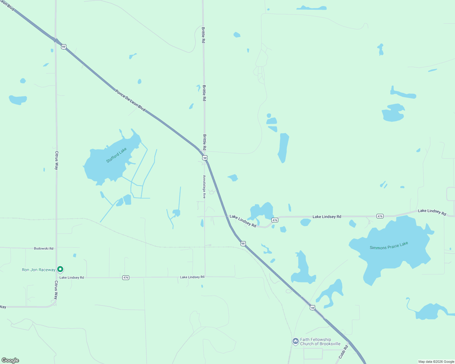 map of restaurants, bars, coffee shops, grocery stores, and more near 14352 Ponce De Leon Boulevard in Brooksville