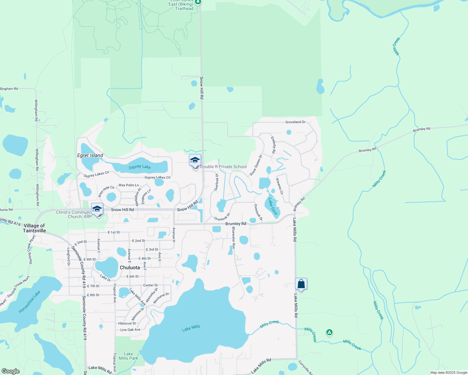 map of restaurants, bars, coffee shops, grocery stores, and more near 311 Golfview Avenue in Chuluota