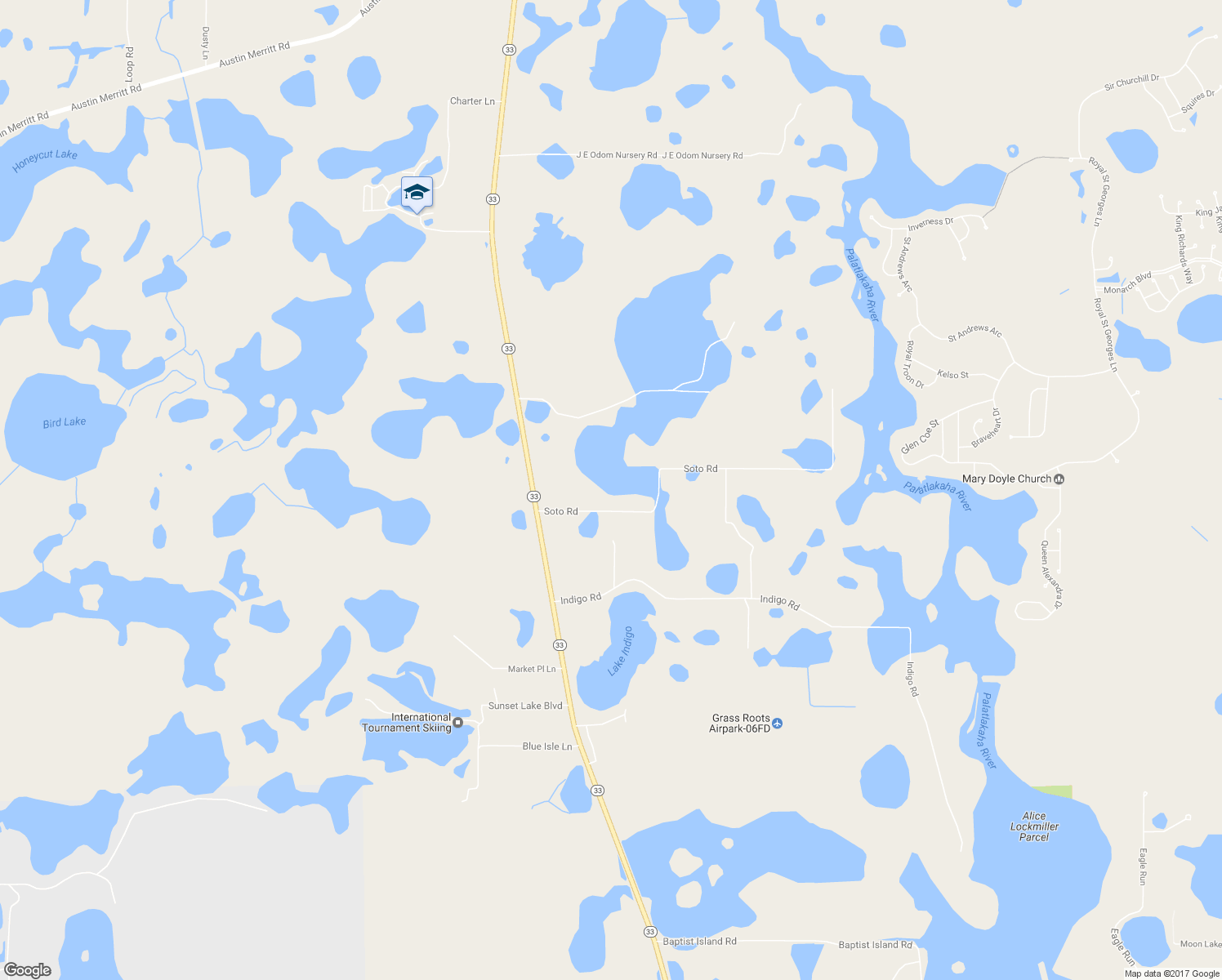 map of restaurants, bars, coffee shops, grocery stores, and more near 3741 Soto Road in Groveland