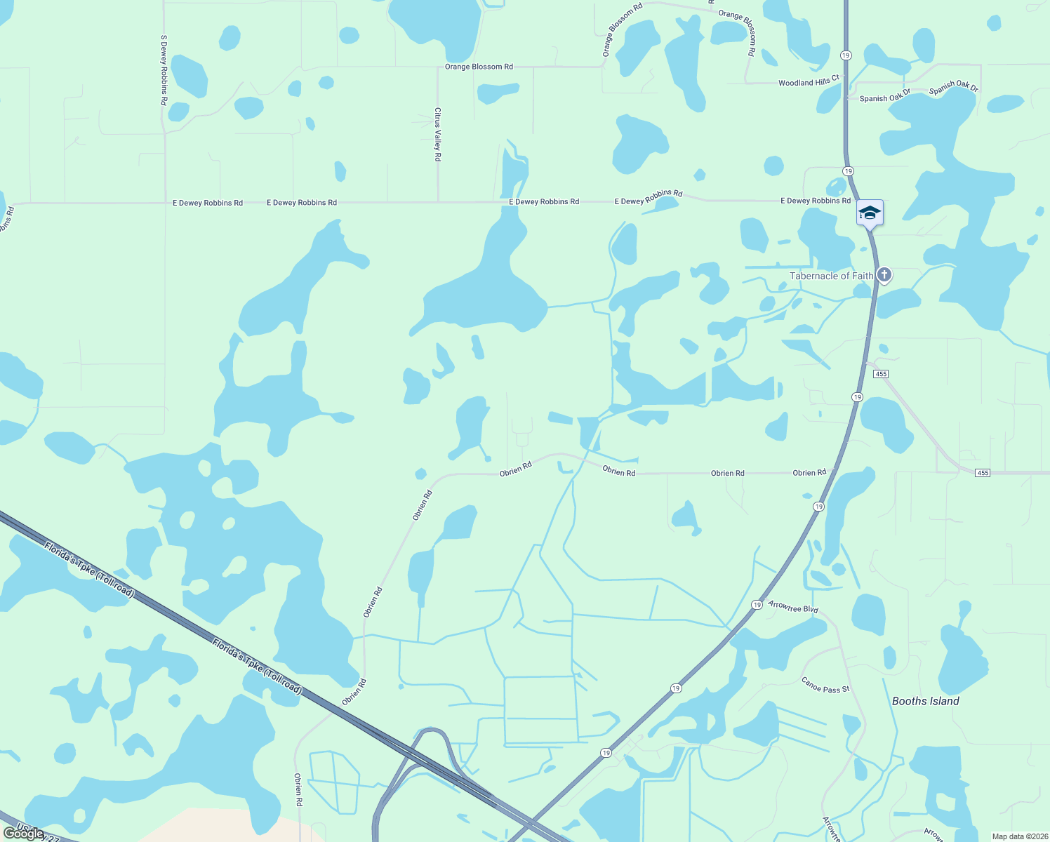 map of restaurants, bars, coffee shops, grocery stores, and more near 22051 Obrien Road in Howey-in-the-Hills