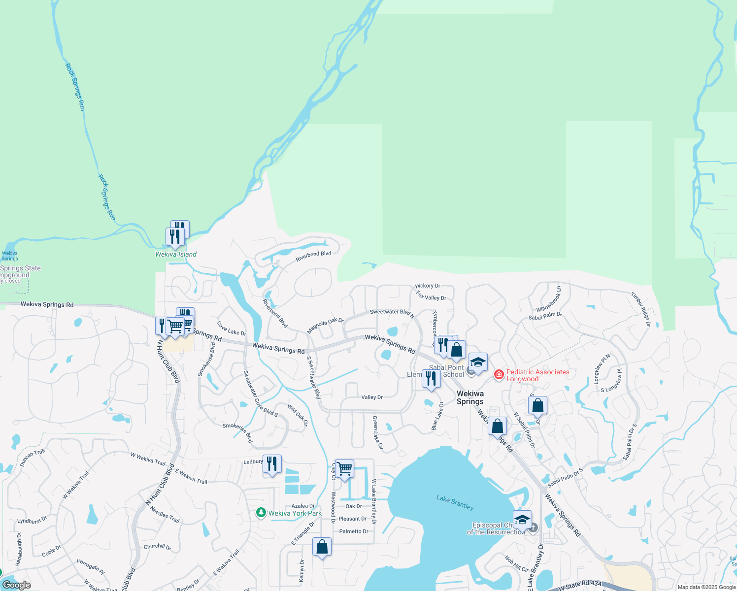 map of restaurants, bars, coffee shops, grocery stores, and more near 106 Country Hill Drive in Longwood