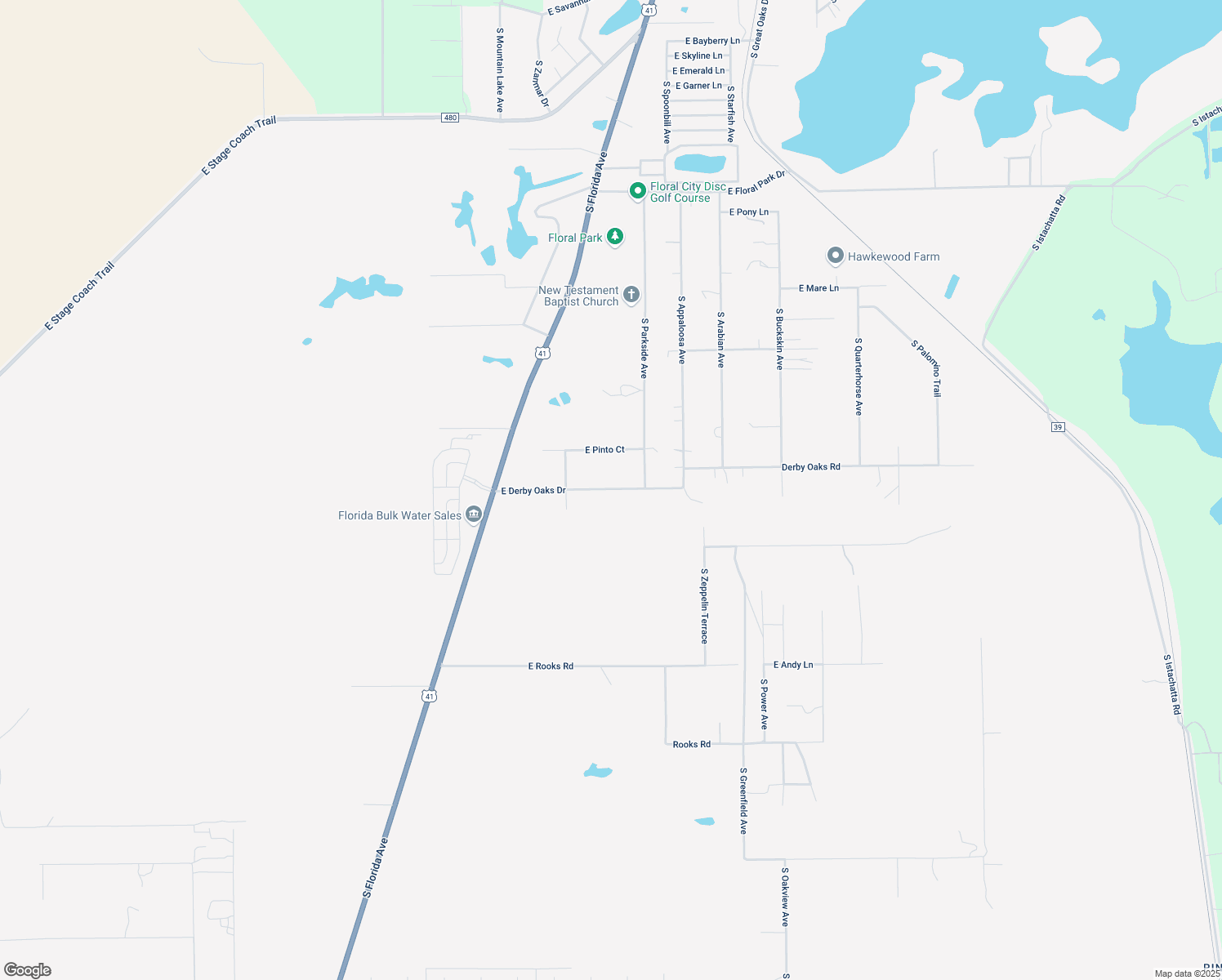 map of restaurants, bars, coffee shops, grocery stores, and more near 7734 East Derby Oaks Drive in Floral City
