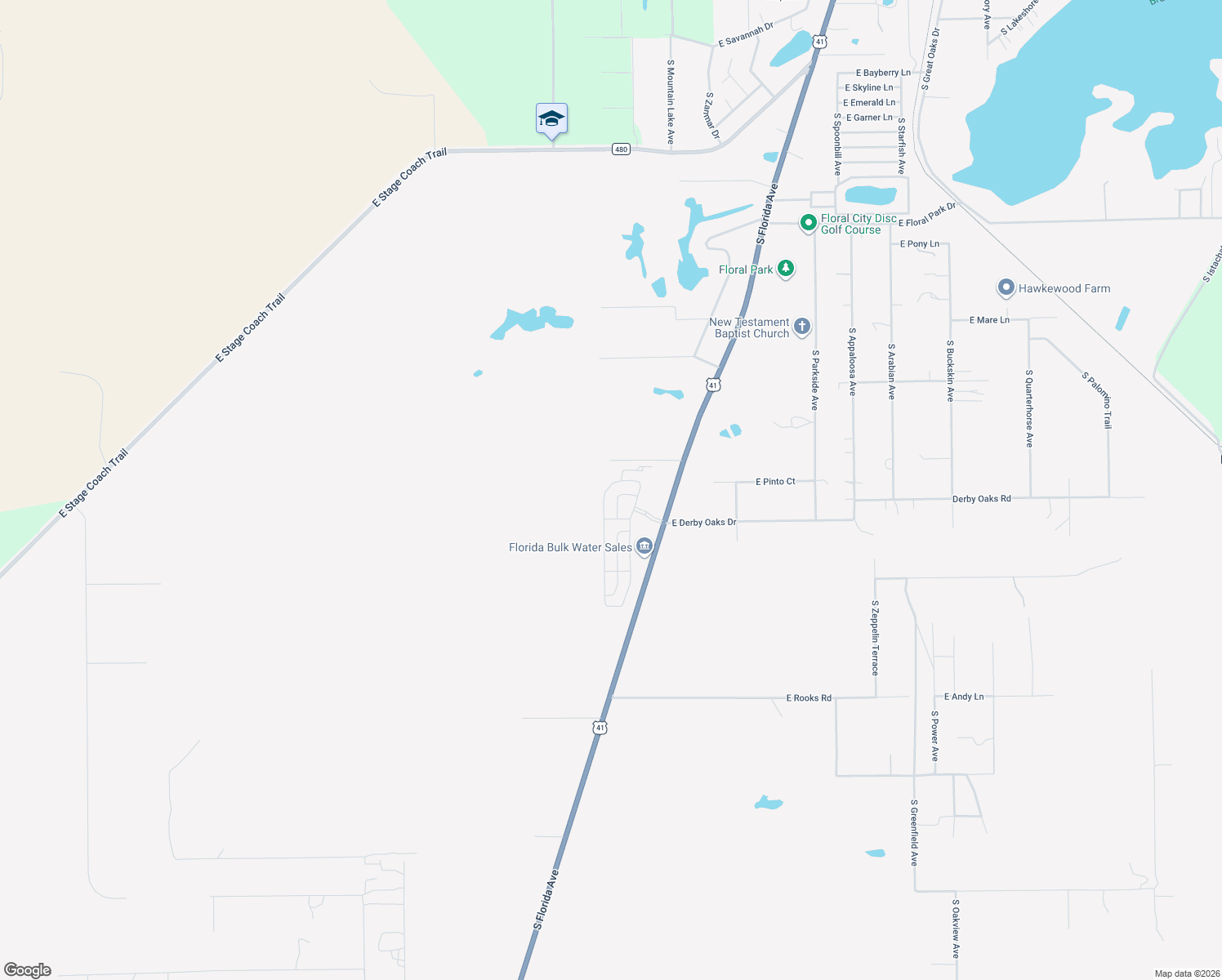 map of restaurants, bars, coffee shops, grocery stores, and more near 10468 South Drew Bryant Circle in Floral City