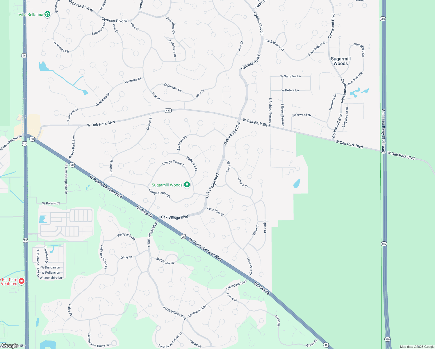 map of restaurants, bars, coffee shops, grocery stores, and more near 70 Oak Village Boulevard in Homosassa