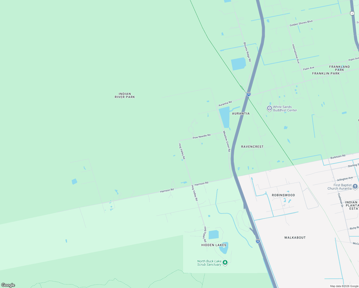 map of restaurants, bars, coffee shops, grocery stores, and more near 4590 Hog Valley Road in Mims