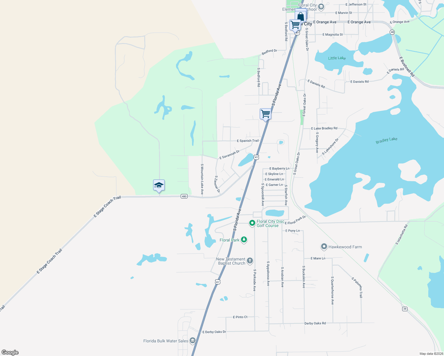 map of restaurants, bars, coffee shops, grocery stores, and more near 9101 South Sunset Point in Floral City