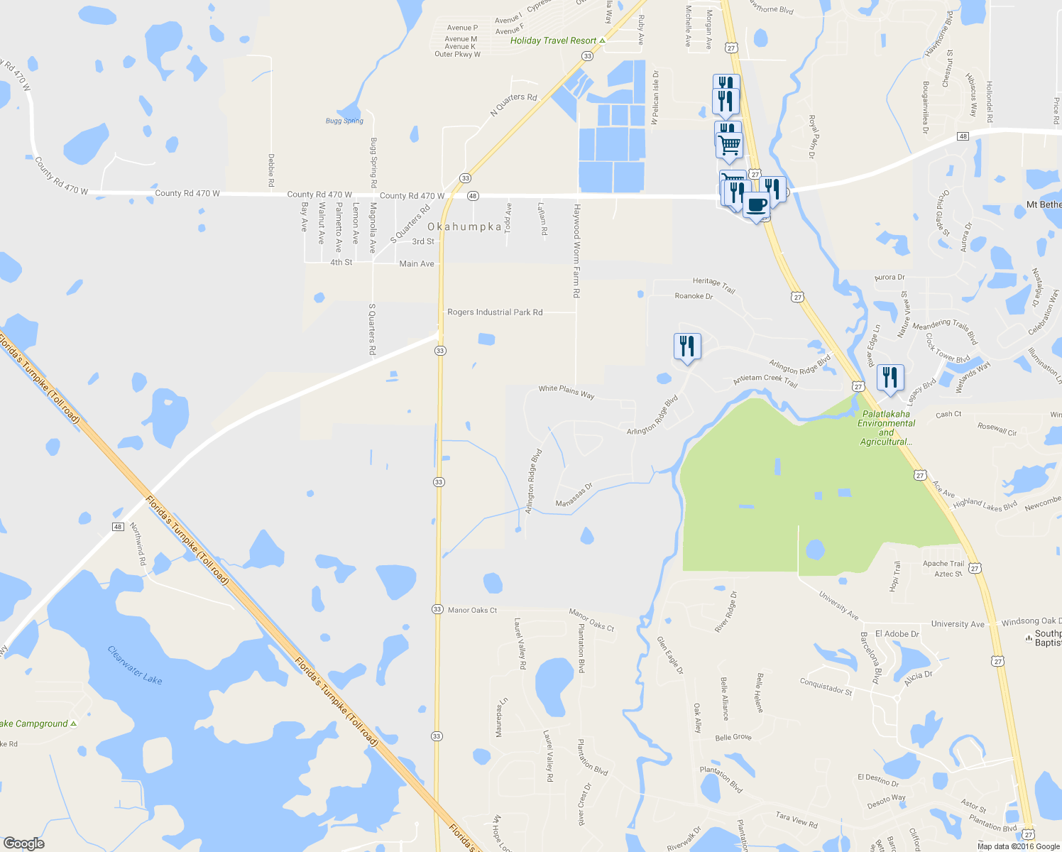 map of restaurants, bars, coffee shops, grocery stores, and more near 26724 White Plains Way in Leesburg