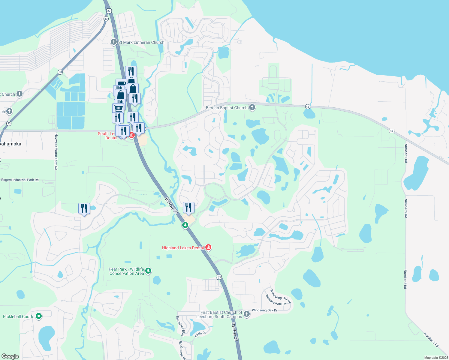 map of restaurants, bars, coffee shops, grocery stores, and more near 5353 Treasure View Way in Leesburg