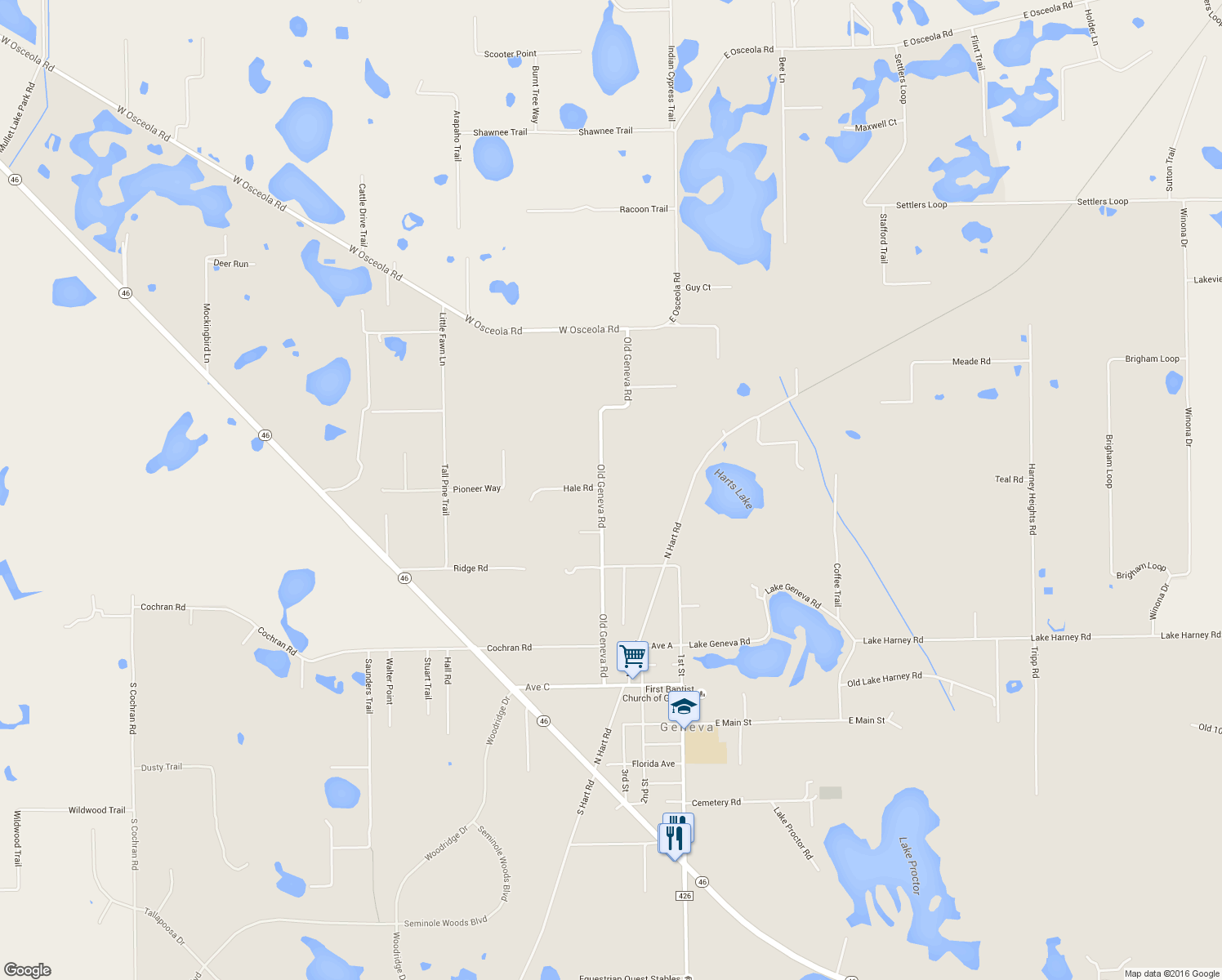 map of restaurants, bars, coffee shops, grocery stores, and more near 581 Old Geneva Road in Geneva