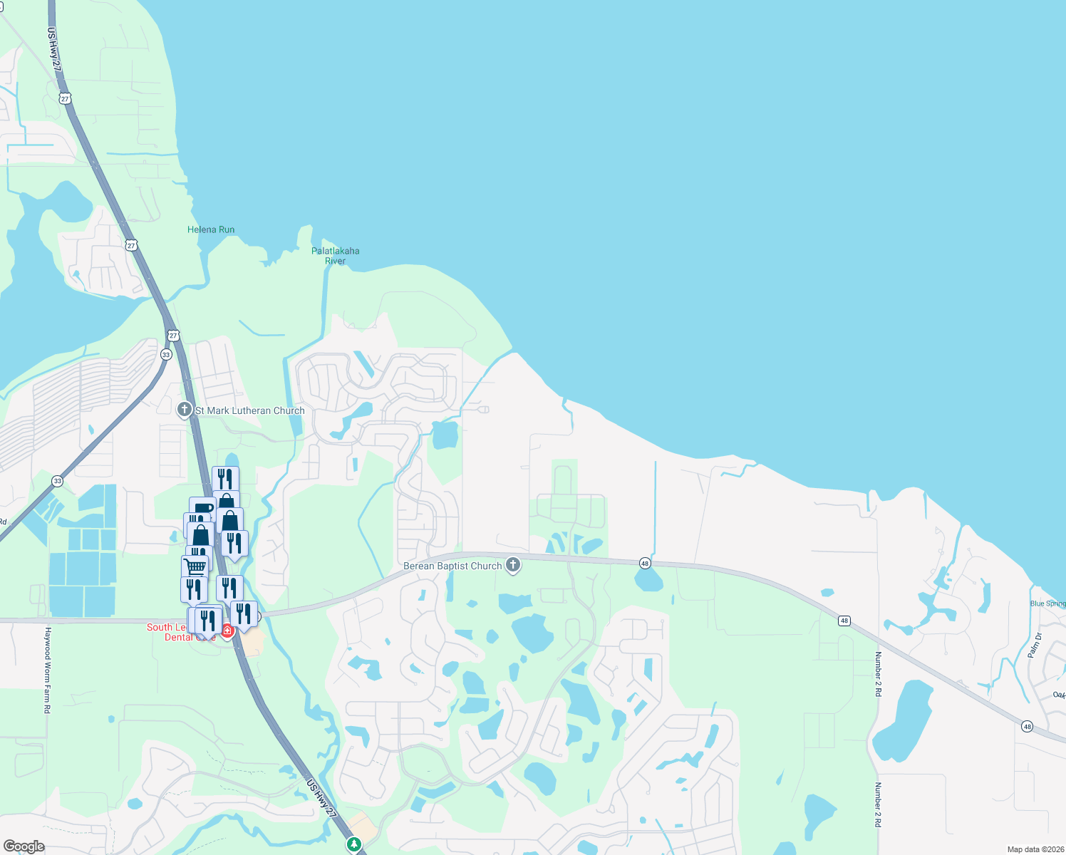 map of restaurants, bars, coffee shops, grocery stores, and more near 28210 Price Road in Okahumpka