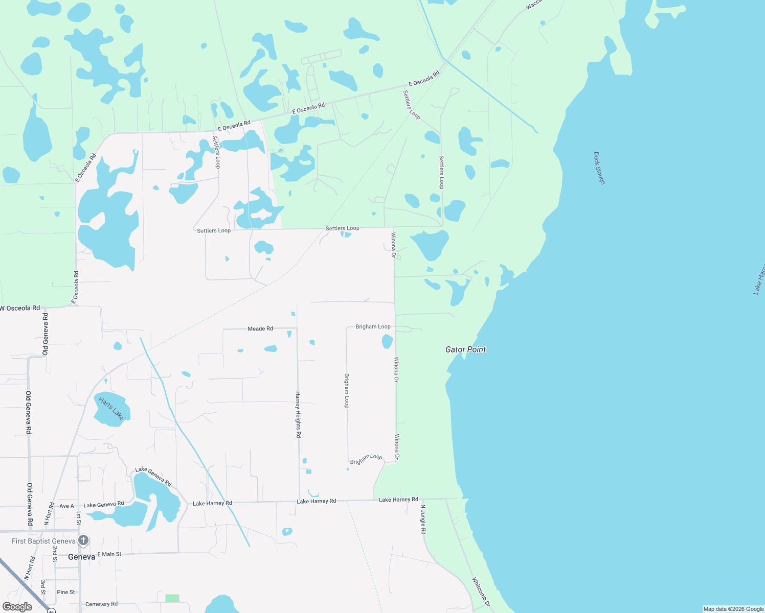 map of restaurants, bars, coffee shops, grocery stores, and more near 894 Winona Drive in Geneva