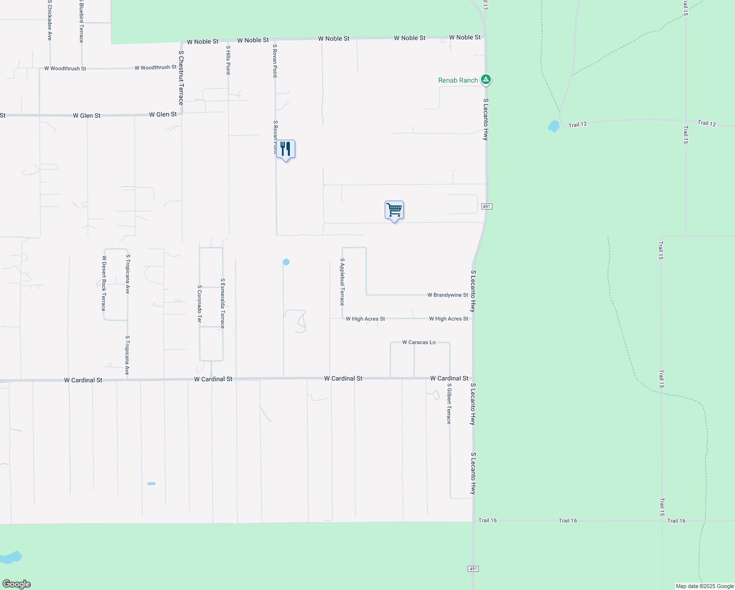 map of restaurants, bars, coffee shops, grocery stores, and more near 1626 West Brandywine Street in Lecanto