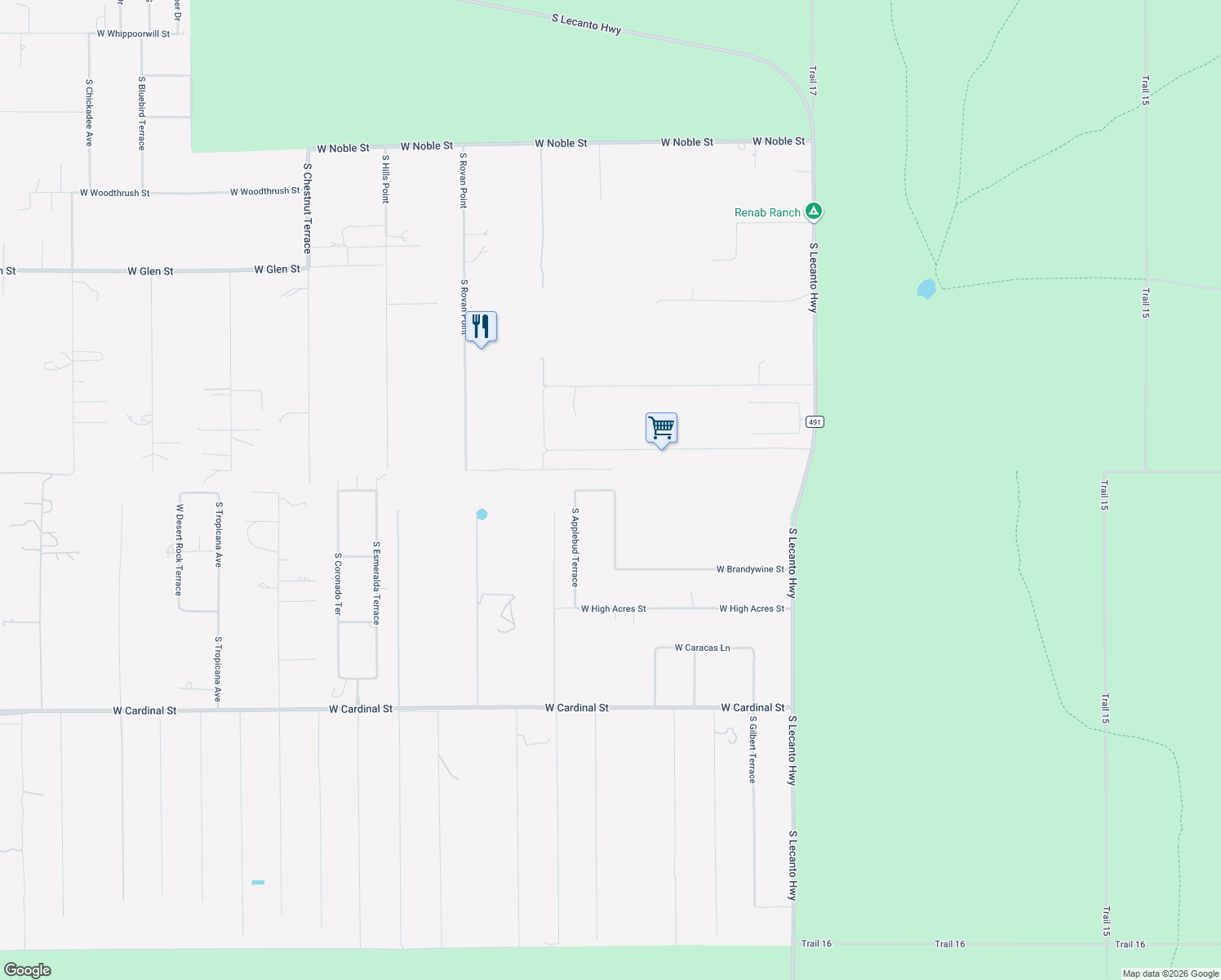 map of restaurants, bars, coffee shops, grocery stores, and more near 1661 West Sundrop Lane in Lecanto