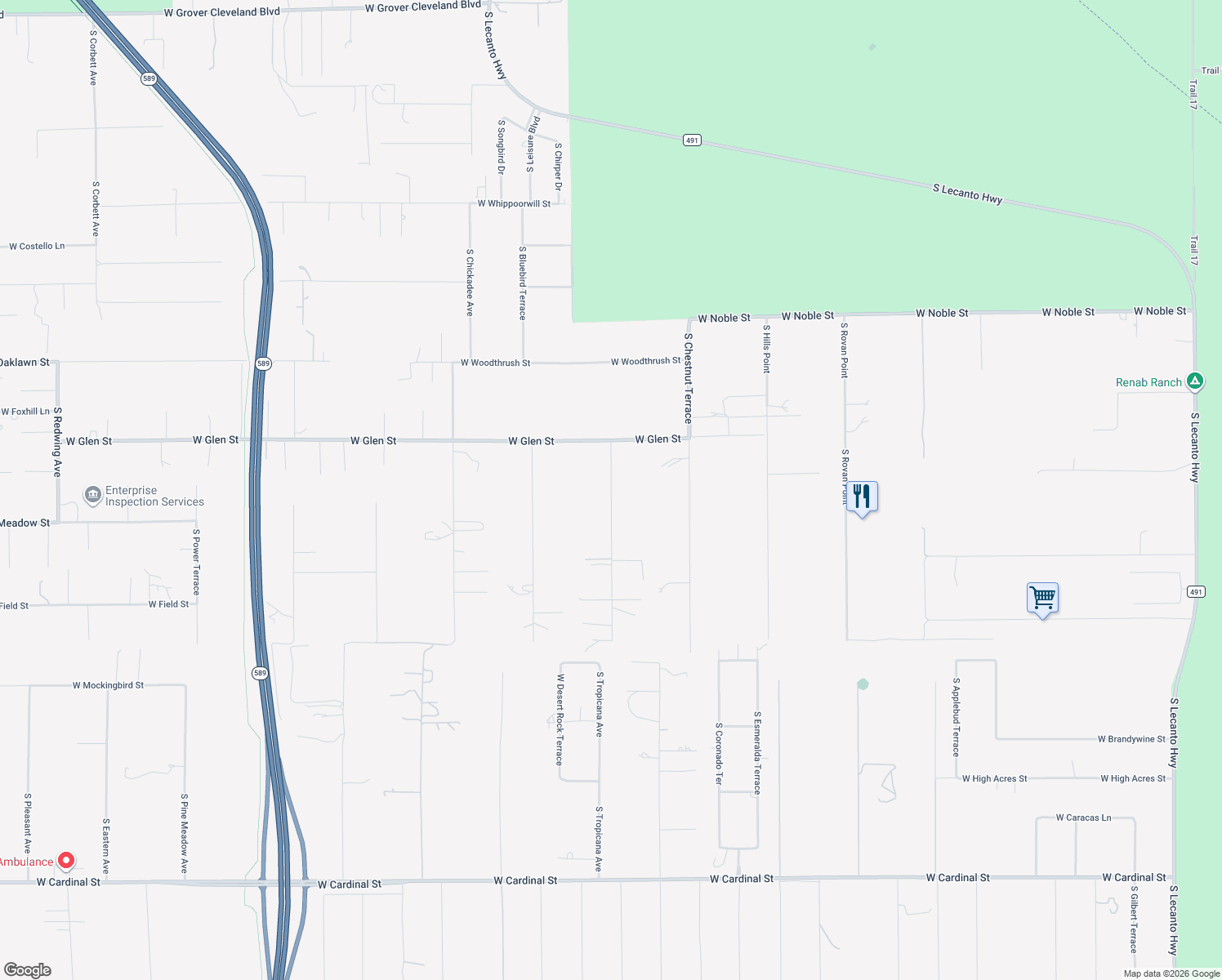 map of restaurants, bars, coffee shops, grocery stores, and more near 5520 South Pine Tree Point in Lecanto