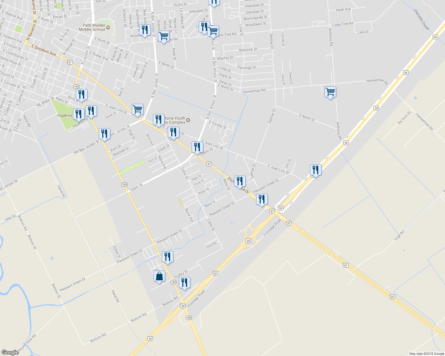 map of restaurants, bars, coffee shops, grocery stores, and more near 3601 Willie Street in Victoria