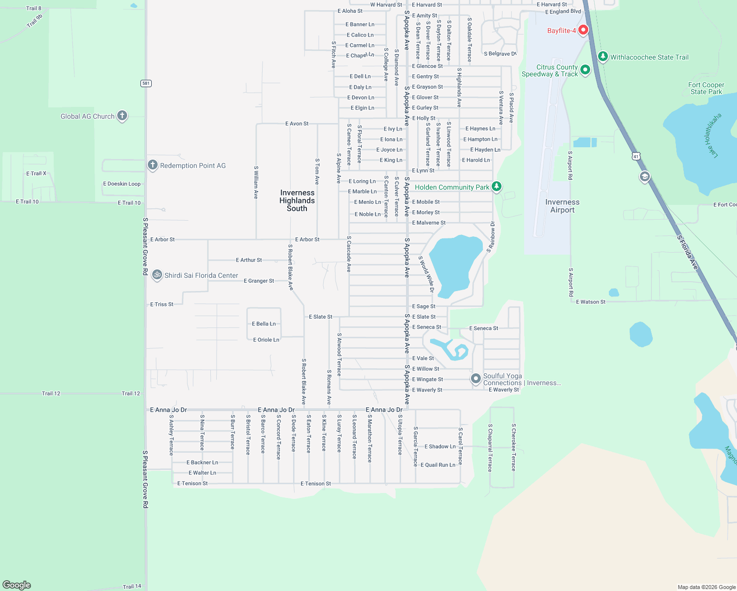 map of restaurants, bars, coffee shops, grocery stores, and more near 6079 East Rush Street in Inverness