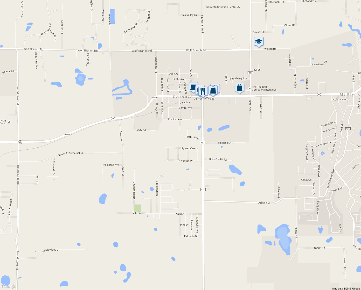 map of restaurants, bars, coffee shops, grocery stores, and more near 23447 Sunset View in Sorrento