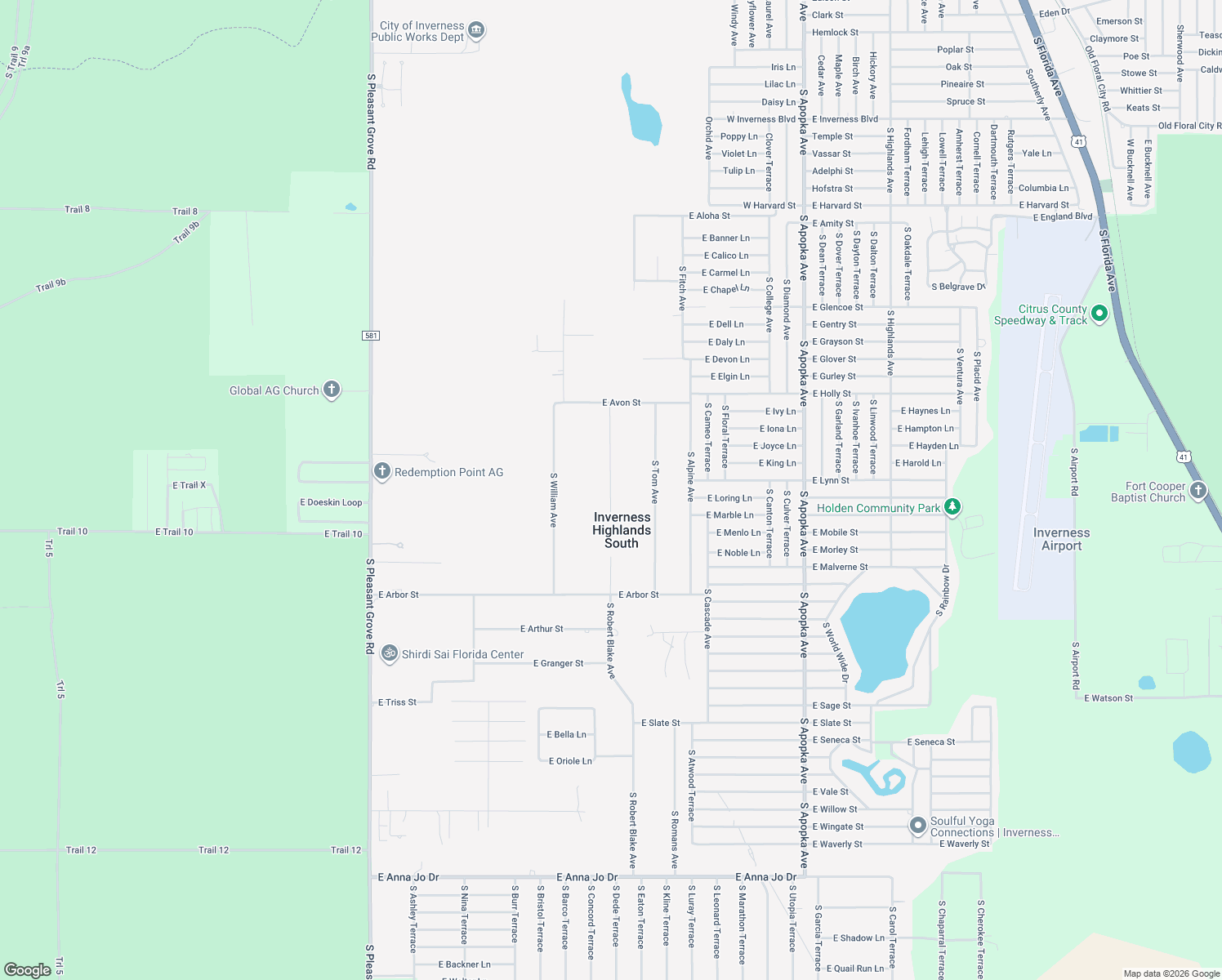 map of restaurants, bars, coffee shops, grocery stores, and more near 4135 South Big Al Point in Inverness