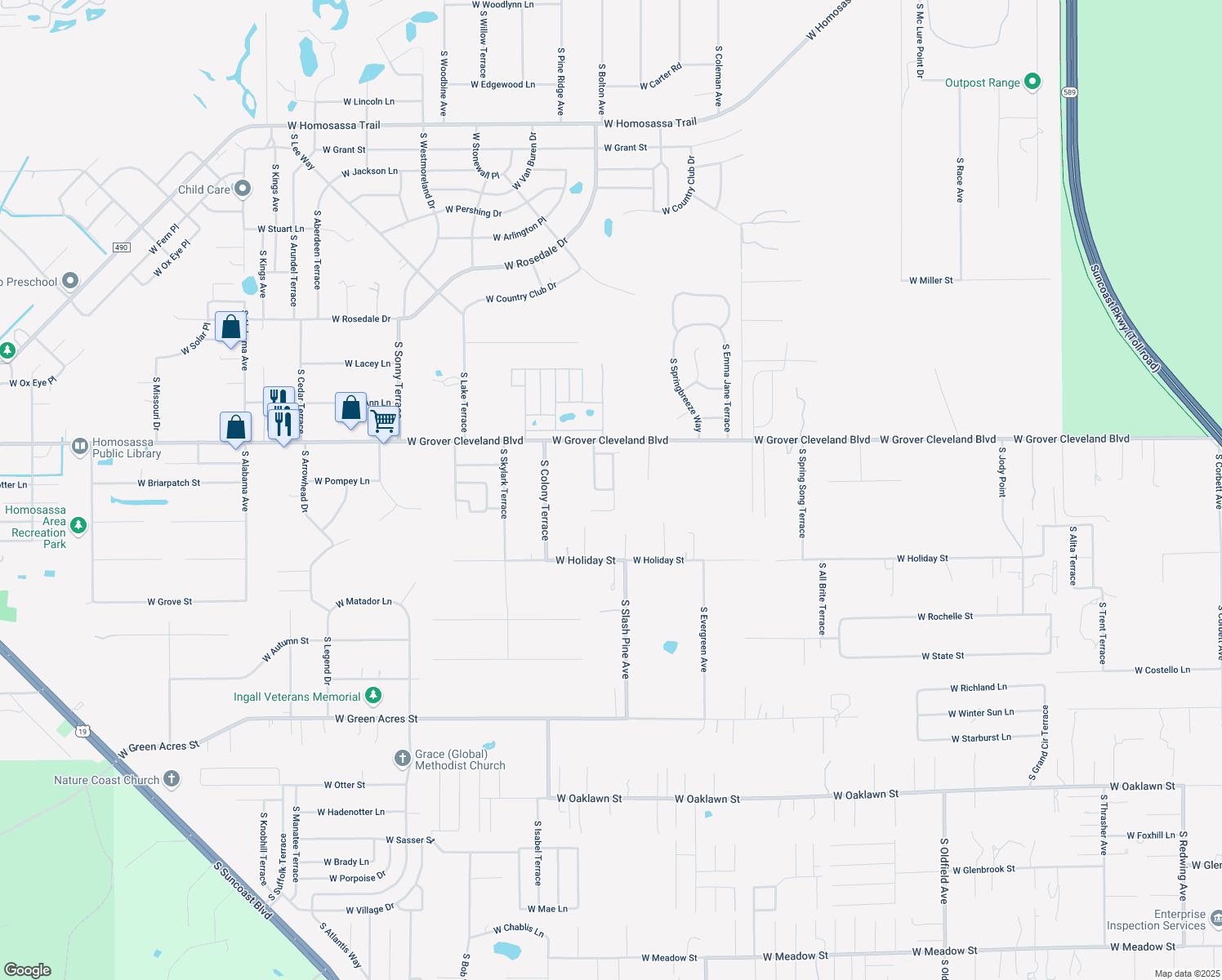 map of restaurants, bars, coffee shops, grocery stores, and more near 4188 South Oakhurst Drive in Homosassa