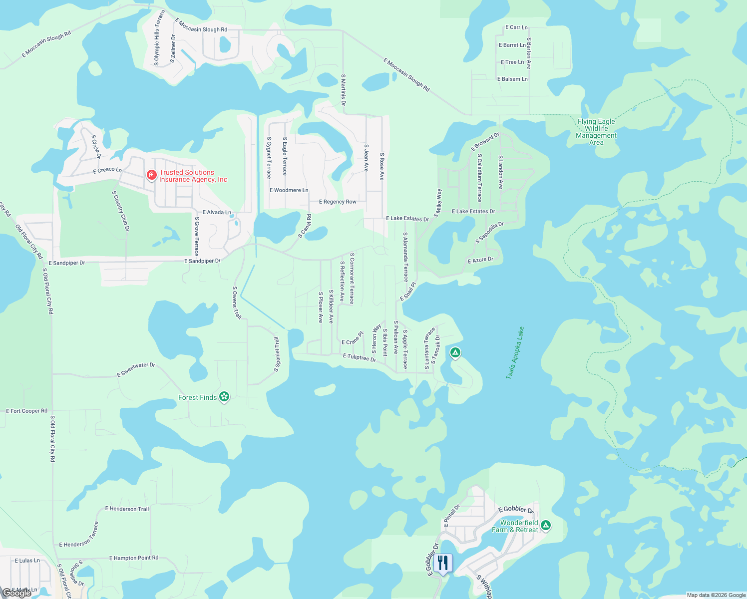 map of restaurants, bars, coffee shops, grocery stores, and more near 3757 South Heron Point in Inverness