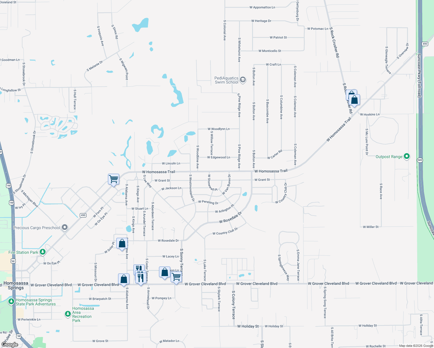 map of restaurants, bars, coffee shops, grocery stores, and more near 6760 West Homosassa Trail in Homosassa
