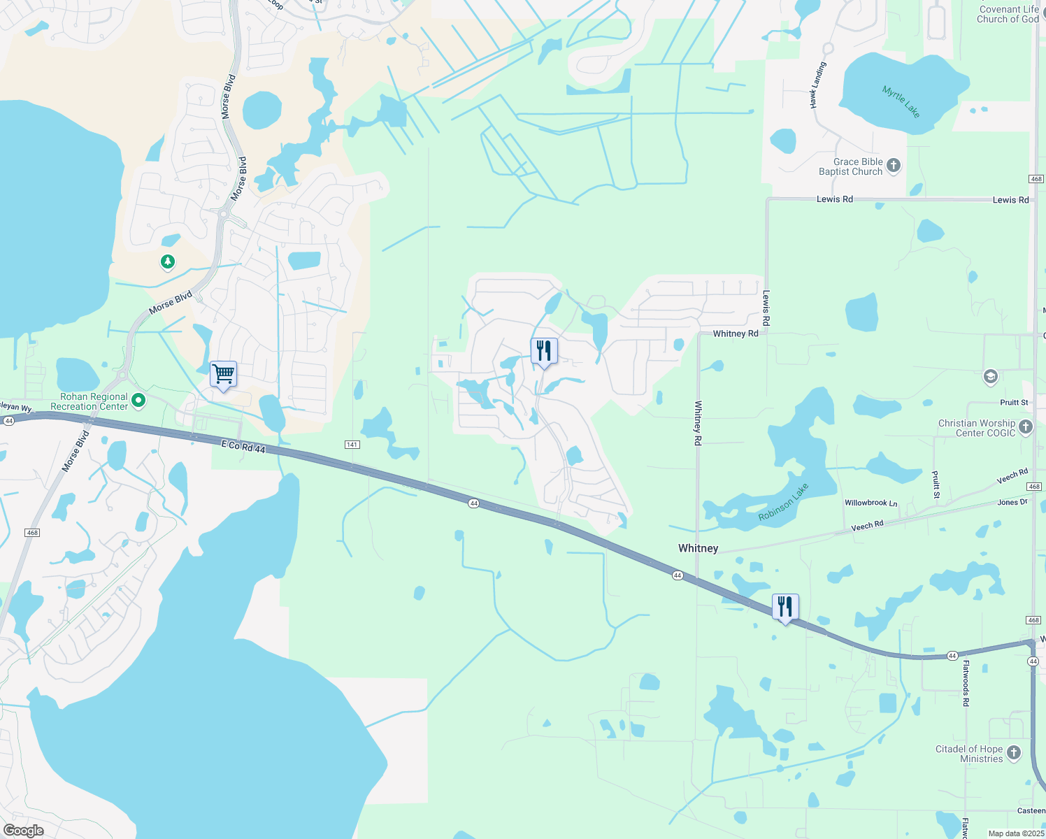 map of restaurants, bars, coffee shops, grocery stores, and more near 32705 Timberwood Drive in Leesburg