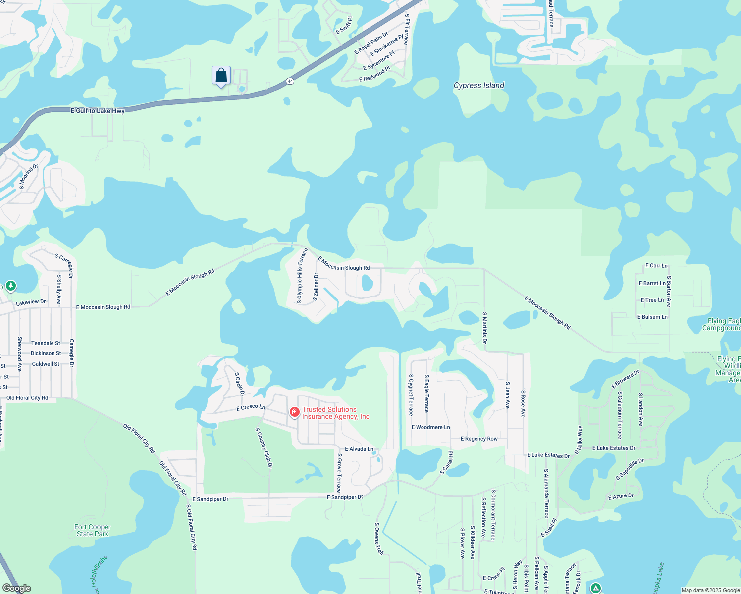 map of restaurants, bars, coffee shops, grocery stores, and more near 9300 East Windwood Loop in Inverness
