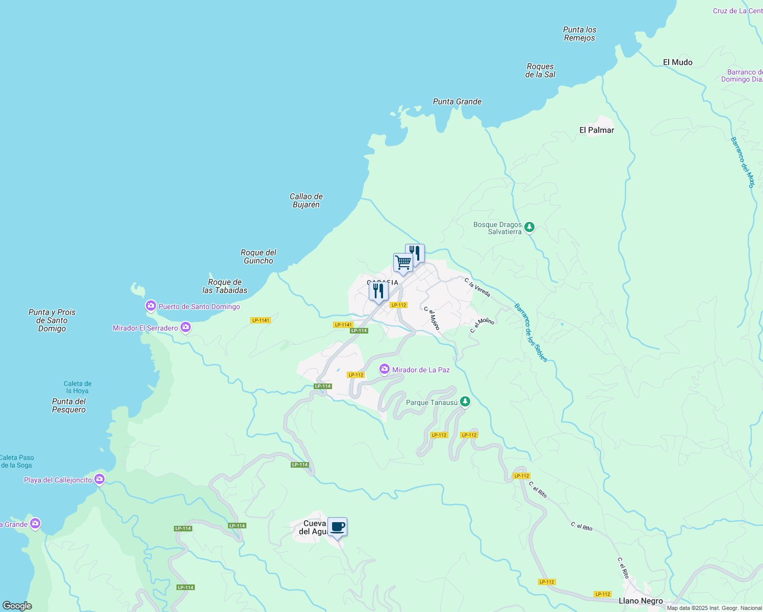 map of restaurants, bars, coffee shops, grocery stores, and more near 6 Calle Barranquito in Santo Domingo